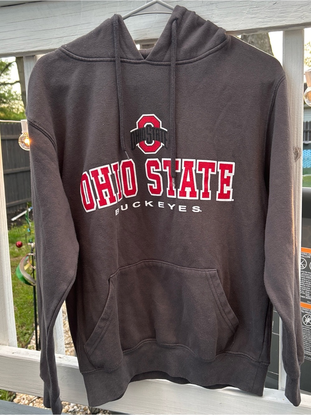 Colosseum Ohio State Buckeyes Black Hoodie with Red & White Logo